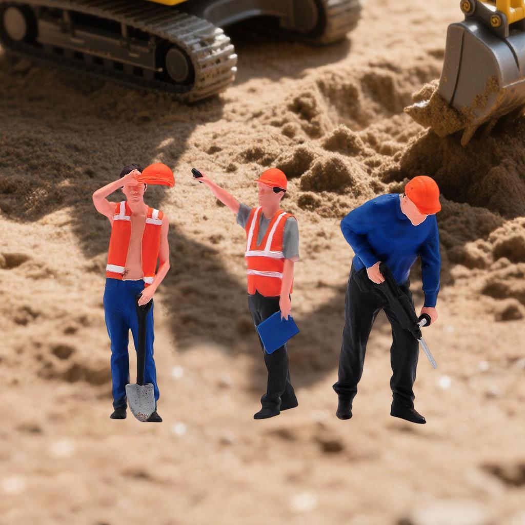 1/64 Scale Miniature Figures Model,Construction Building Workers,Painted,Simulation,Diorama,Worker Figure for Miniature Scene