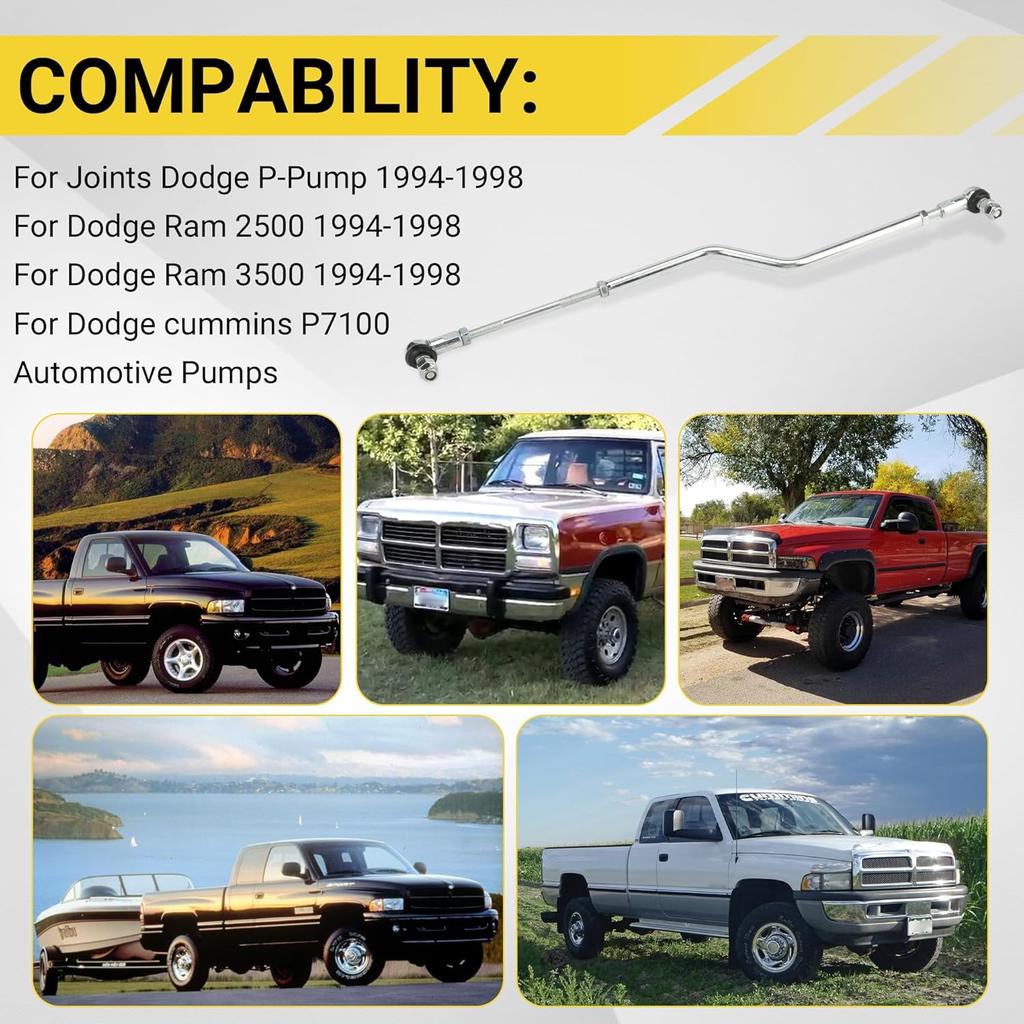 Throttle Linkage Rod Kit for Dodge 1994-1998 Truck P-Pump Ram 2500/3500, for Cummins P7100, Replaces 3932317, 5011849AB, 3915103, Carbon Steel with