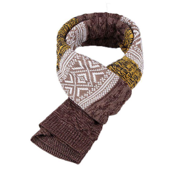 Autumn & Winter Mixed Color Cable Knit Scarf - Fashionable, Versatile Mid-Length Neck Warmer for Men & Students