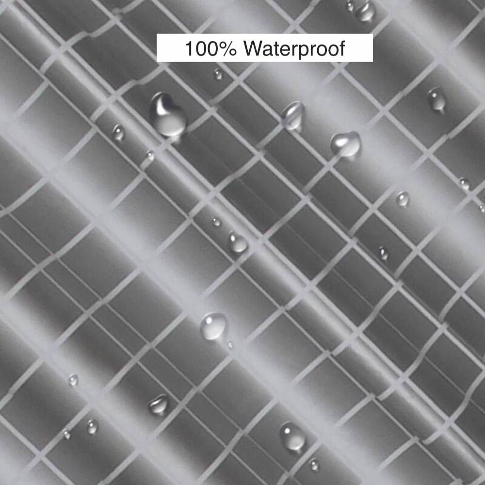 1Pc Gray Checkered Shower Curtain (With Hooks), Waterproof Bathroom Liner, Easy To Clean, Resistant To Soap Scum, 71X71 Inches