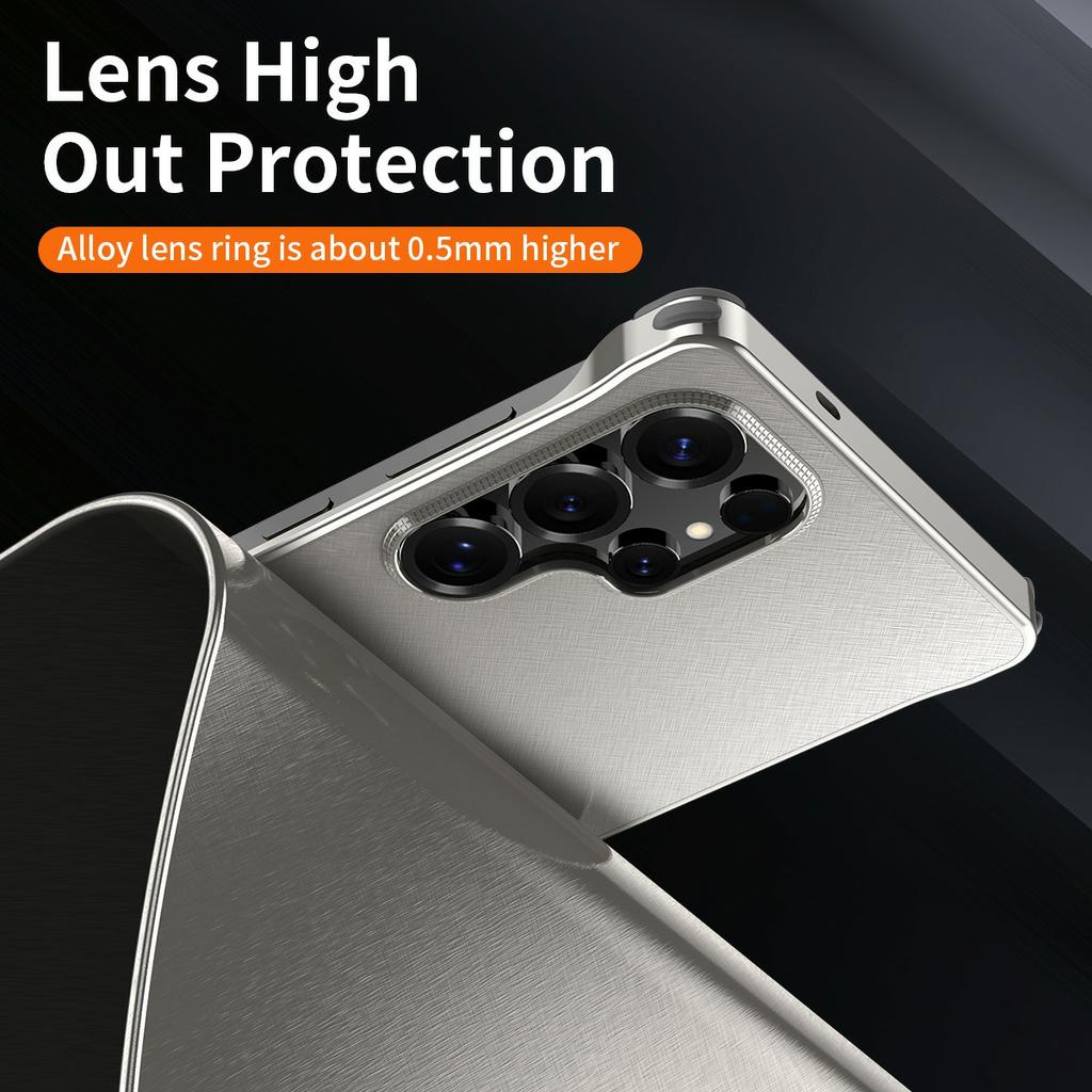 For Samsung Galaxy S24 Ultra Case PC+Silicone+Alloy Matte Phone Cover