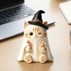 Gothic Style Figurine Vintage Witch Cat Halloween Decoration, Small Wooden Lover Gifts for Farmhouse Mantel, Bookshelf Table, Desktop Decor