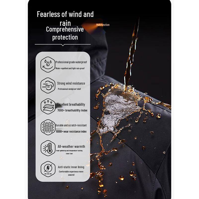 Wassup Sohot Men's 3-in-1 Windproof Waterproof Jacket