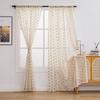 Geometric Gold Foil Sheer Curtains – Set of 2 Panels, Semi-Blackout, Light Filtering Window Curtains