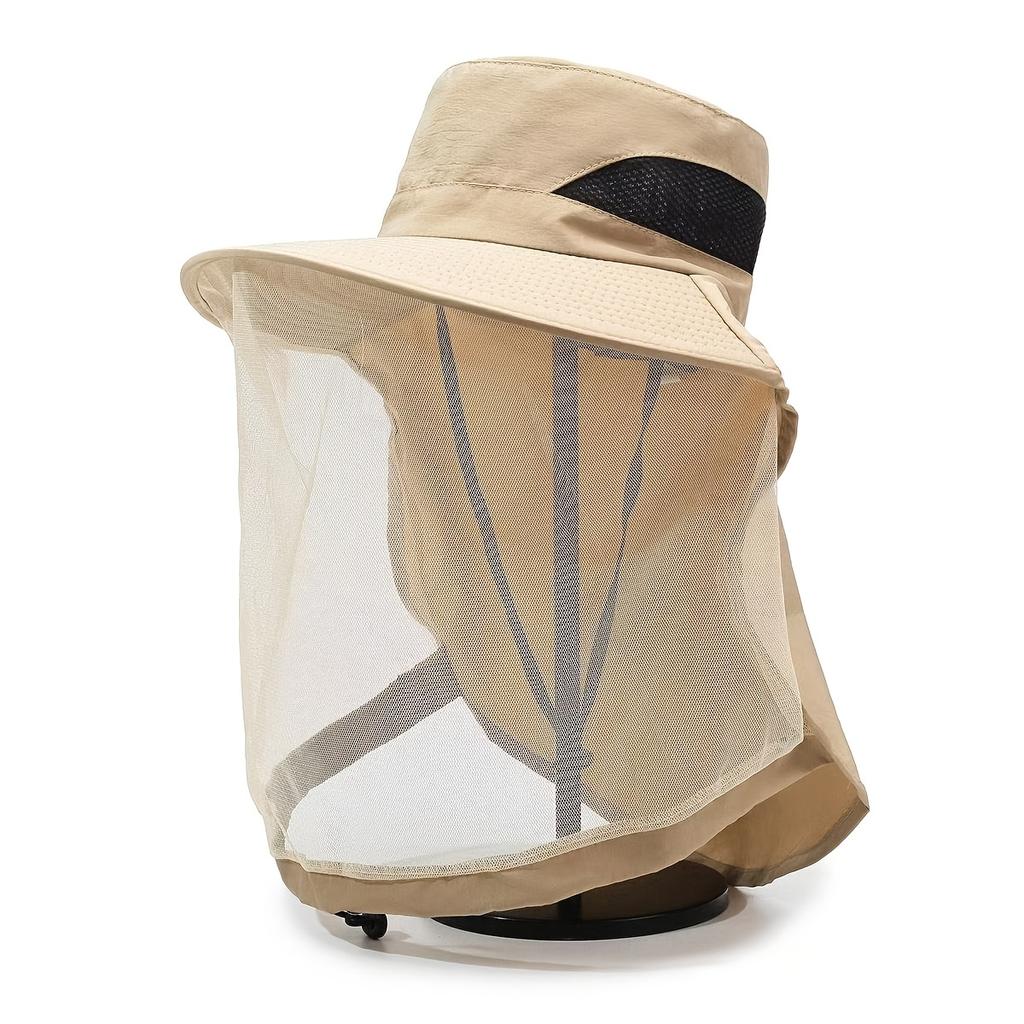 Men Mosquito Proof Sun Hat With Face Cover Summer Outdoor Fishing Bucket Neck Flap Anti Uv Breathable Shade Cap Camping Hiking