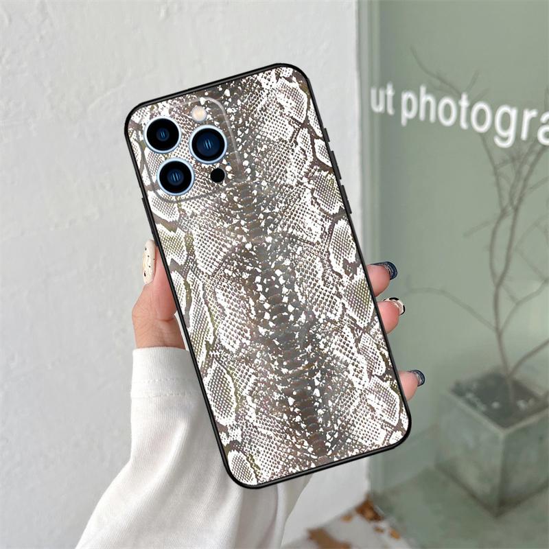 Snake Skin Print Case For iPhone 16 15 11 12 13 14 Pro Max Plus XS X XR 12 13 Mini Back Cover