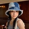 Japanese Denim Bucket Hat Beggar Style Sun Protection Basin Cap Fashion Retro Fisherman Hat  Women