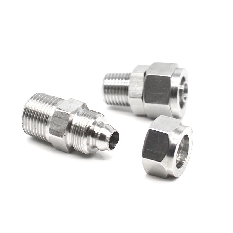 304 Stainless Steel Quick-Connect Air Tube Fitting with PTFE PU Nylon Hose Quick Lock Nut
