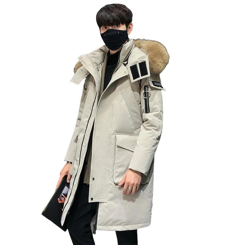 Men's Korean Version Thick Parka Over The Knee Men's Trendy Men's Coat High Quality Design Parkas