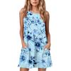 Women's Summer Casual Round Neck Printed Dress Sleeveless Dress With Pockets