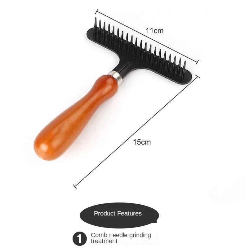 Wooden Pet Deshedding Tool for Long And Short Hair Dog And Cat Undercoat Rake - Grooming Brush for Dogs And Cats