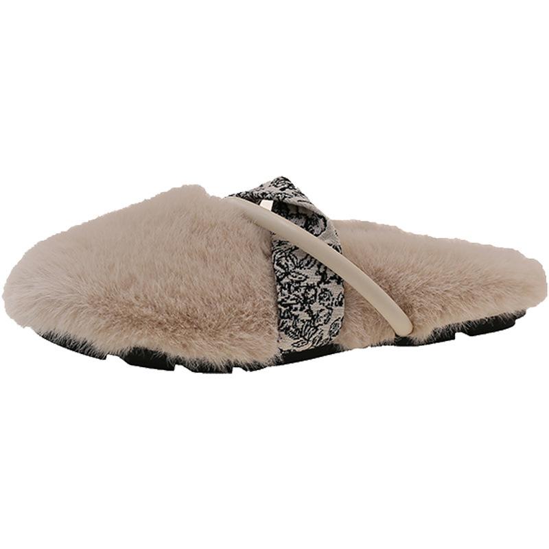 Französische sanfte flauschige Schuhe Damen Herbst 2025 neu Oberbekleidung Tasche Kopf Halbschuhe aufgestapelt warm bequeme Schuhe