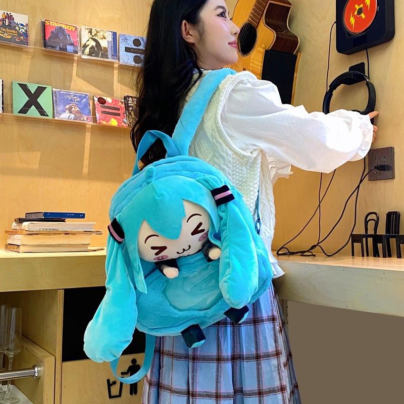 Hatsune Miku Plush Toy Backpack Cartoon Bag With Adjustable Shoulder Straps
