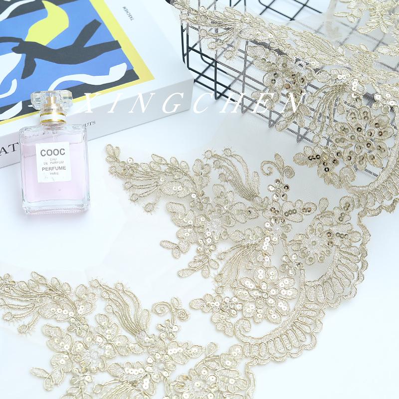 Car Bone Sequined Lace 25Cm Wide Wedding Dress Accessories Lace Gold Bead Lace Lace