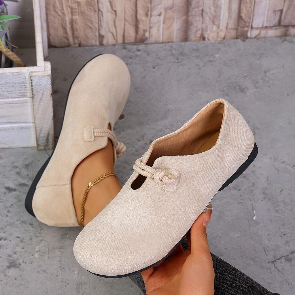 Fashion Retro Flat Shoes Women Autumn New Shallow Loafers Women's Casual Comfortable Solid Color Women's Shoe Suede Slip On Single Flats