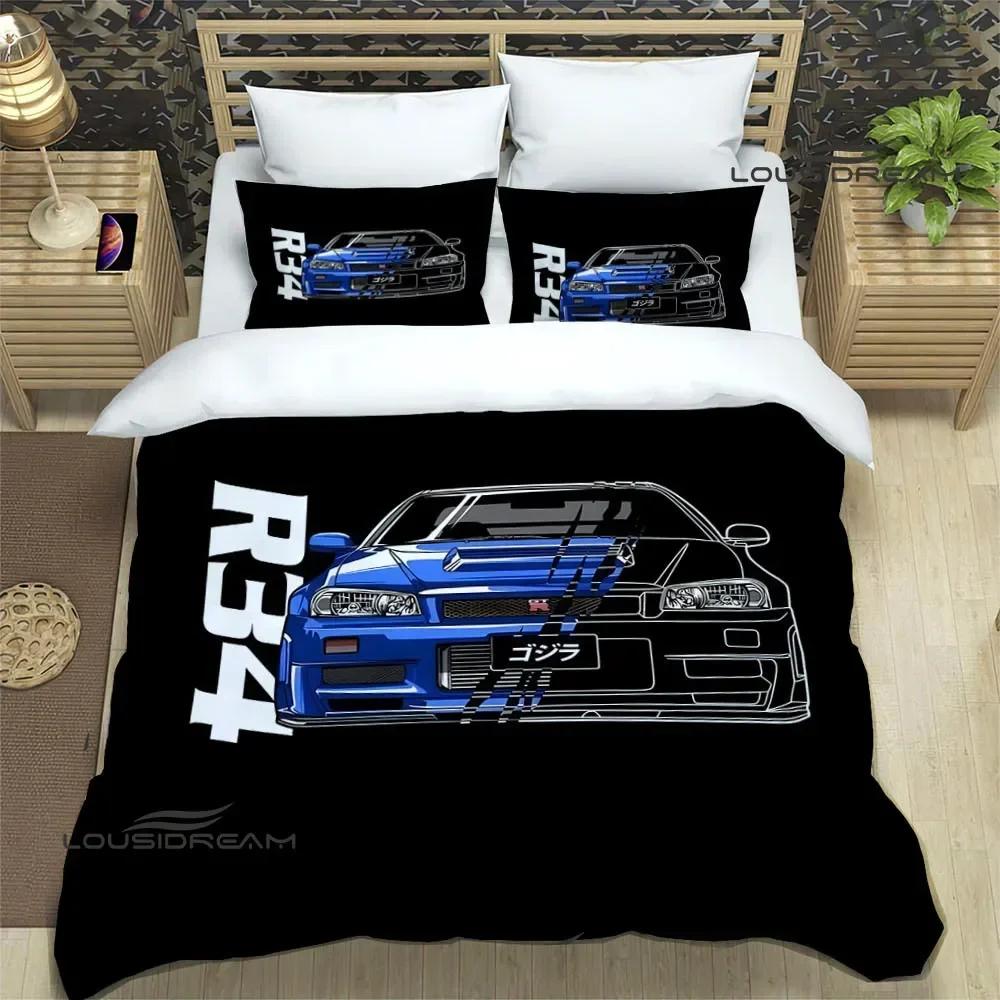 Set Biancheria da Letto Stampata Retrò GTR Racing Set di Biancheria da Letto Raffinato Copripiumino Set Piumone Set Biancheria da Letto Lusso Regalo di Compleanno