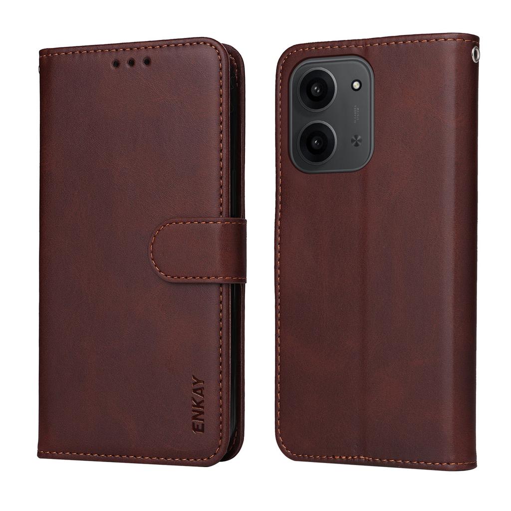 For Xiaomi Redmi 15C 5G (EU) (173mm)/15C 4G (EU) (173mm) PU Leather Wallet Case Phone Stand Cover with Tempered Glass