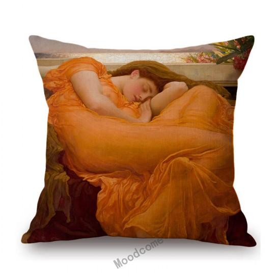 Royal Ancient European Elegant Madame Lady Princess Family Party Portrait Oil Painting Decorative Pillow Sofa Cushion Cover