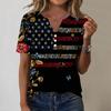 Women's Fashionable Casual Independence Day Print Blouse