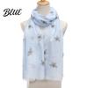 Comfortable Skin Friendly Scarf Lightweight for Women Cute Bee Pattern Neck Scarf Trendy Print Accessory Soft Long Thin Shawl Wrap Vacation Travel,