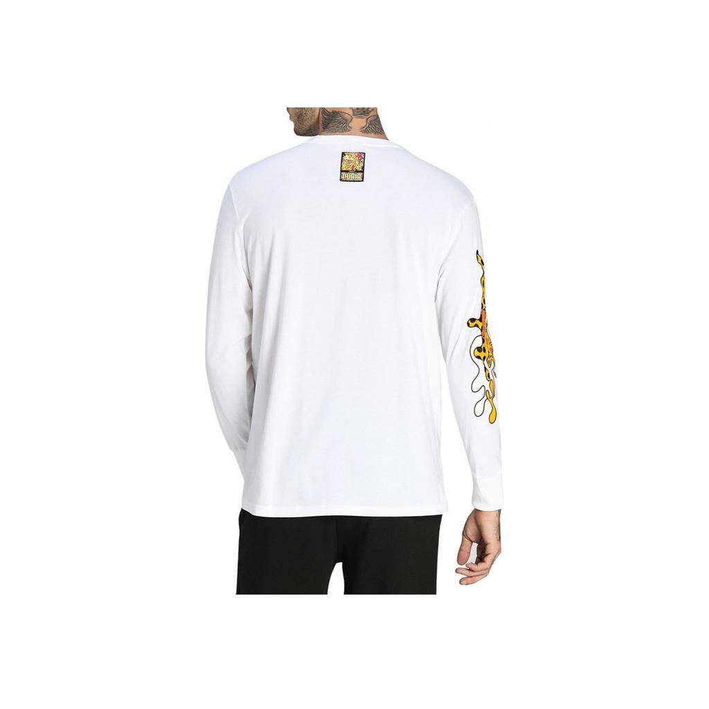 Puma Einfarbiges Druckmuster Rundhals Langarm T-Shirt Herren Oberteile Weiß 532233-02