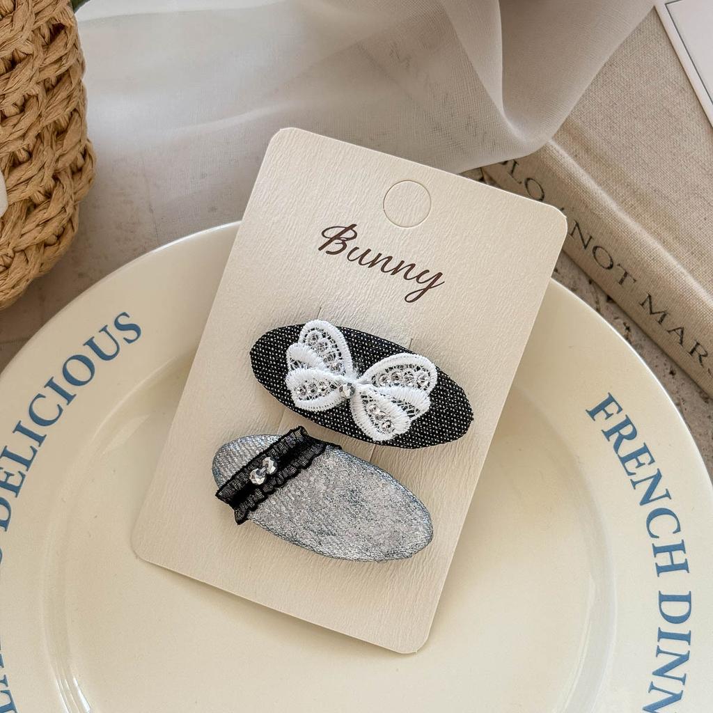 Hand-made Sweet and Cool Black and Silver Children's Hairpin Temperament High-end Sense of Girl Bangs Hairpin Head Accessories Hair Accessories