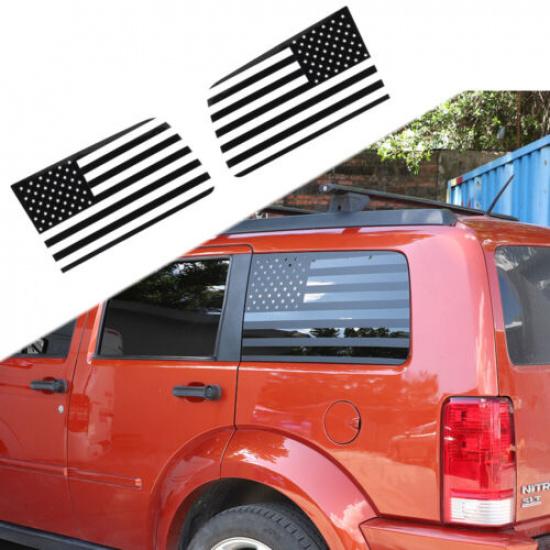 Exterior Rear Window Sticker Decal Trim for Dodge Nitro 2007-2012 US Flag Black