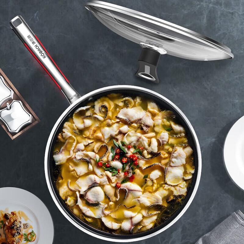 Kangbach 32cm Wok aus 304 Edelstahl mit Wabenmuster