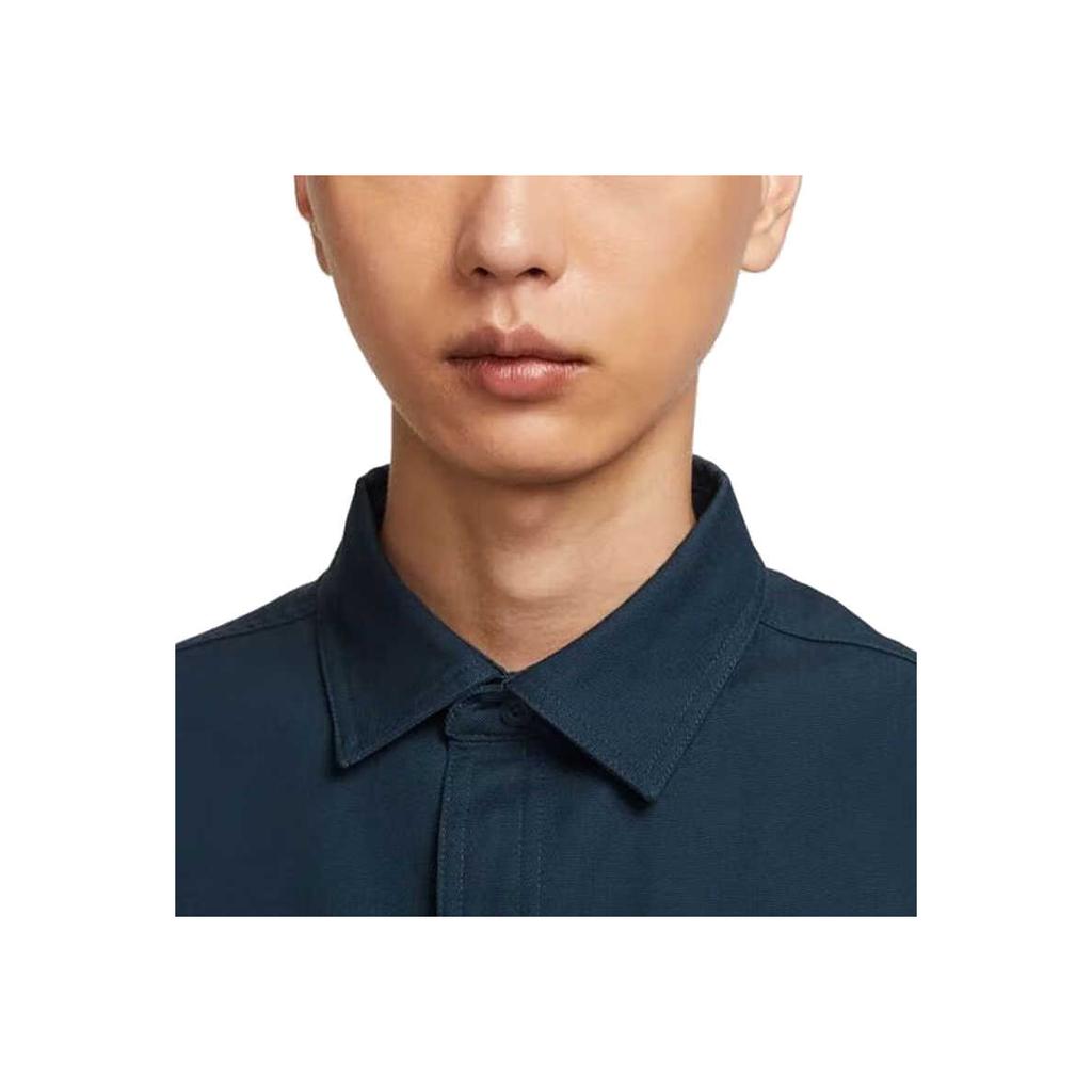 Nike SB Solid Color Fashion Comfortable Outdoor Sports Training Casual Multi-Pocket Long Sleeve Shirt Men shirts Navy-Blue FV7346478