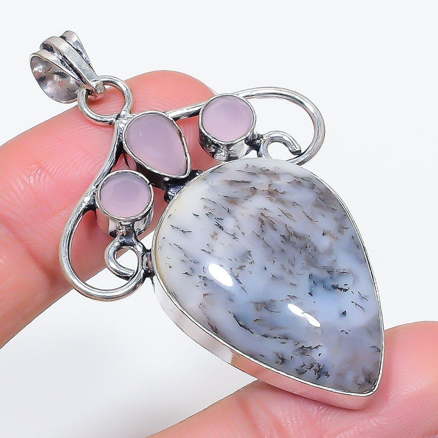 

Natural Dendrite Opal, Chalcedony 925 Sterling Silver Jewelry Pendant 2.29 D6y90