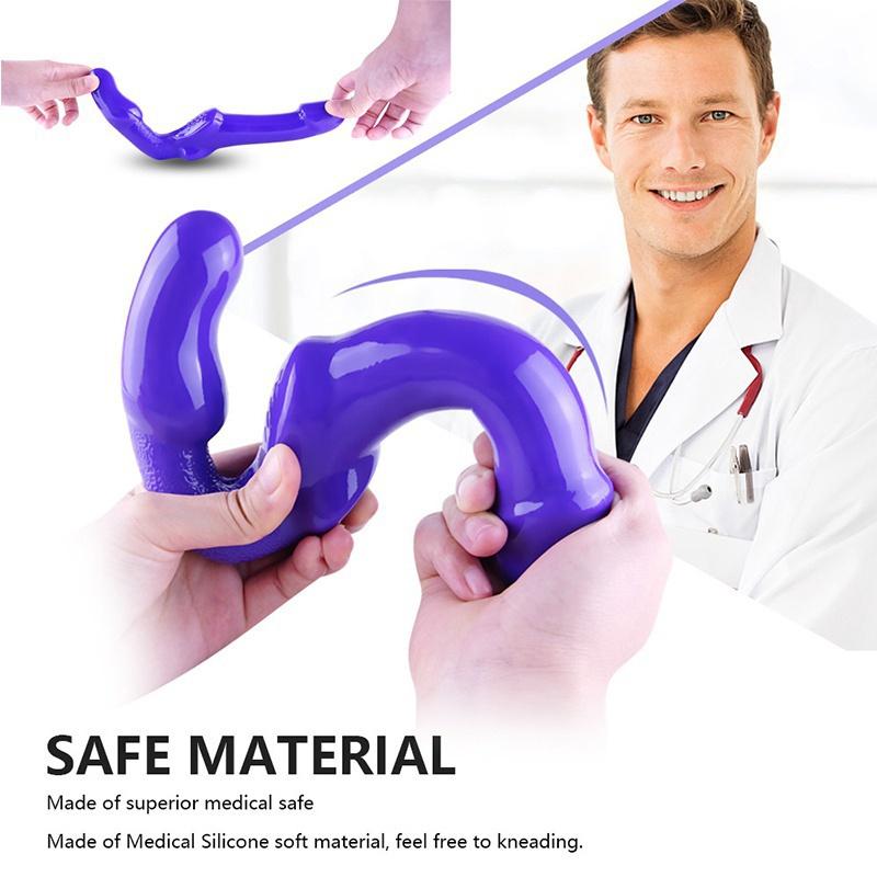 Strapless Strap-on Dildo Vibrator for Couples Strapon for Lesiban Wireless Remote Control Double-heads Vibrator Adult Sex Toys