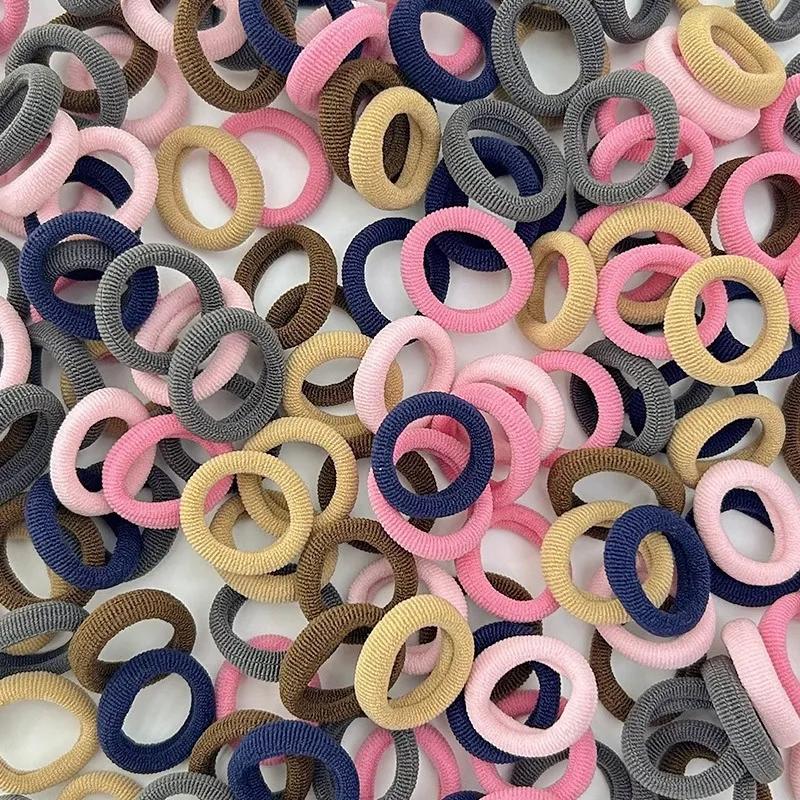 NEW 100/300PCS Colorful Basic Nylon Ealstic Hair Ties for Girls Ponytail Hold Scrunchie Rubber Band Kids Basic Hair Accessories