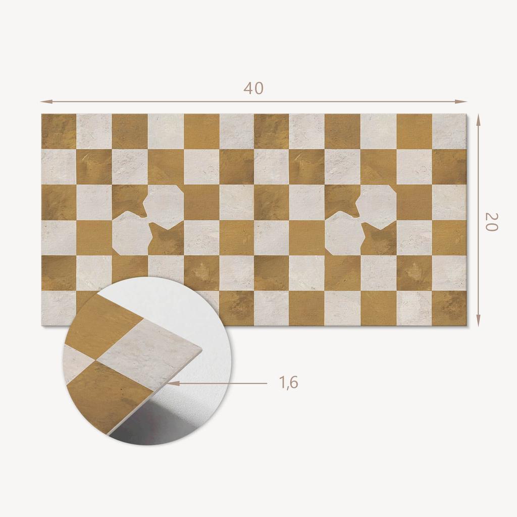 Zestaw Kafelków Winylowych Z Motywem Do Kuchni Abstrakcyjny Wzór Szachownicy 10X40X20 Cm