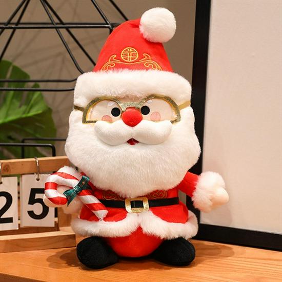Santa Claus & Deer Plush Toy - Christmas Elk Doll Gift for Kids. Add Custom Logo.