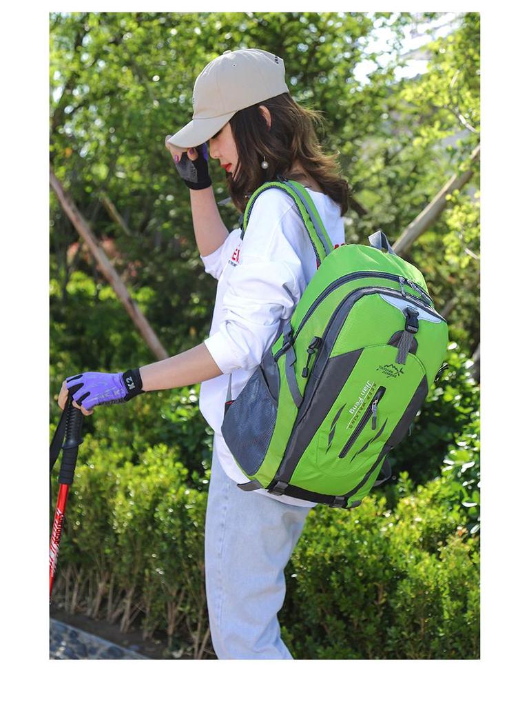 Unisex Outdoor Hiking Backpack - Large Capacity, Nylon Straps, Color Block Design