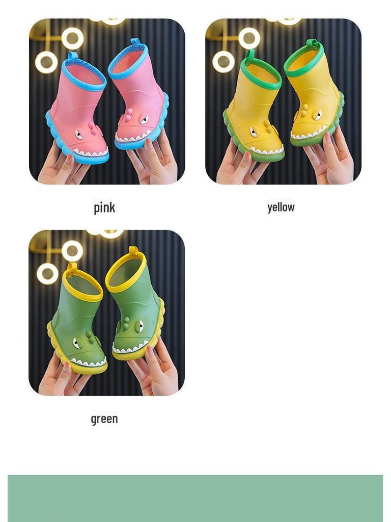 Dziecięce Kalosze Wodoodporne z Kreskówkowym Dinozaurem - Antypoślizgowe, z Miękką Podeszwą, Gumowe Buty dla Maluchów dla Chłopców i Dziewczynek
