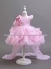 Vestido de Bolo Assimetrico com Babados para Menina de Um Ano - Roupa de Festa e Performance para Crianças Pequenas