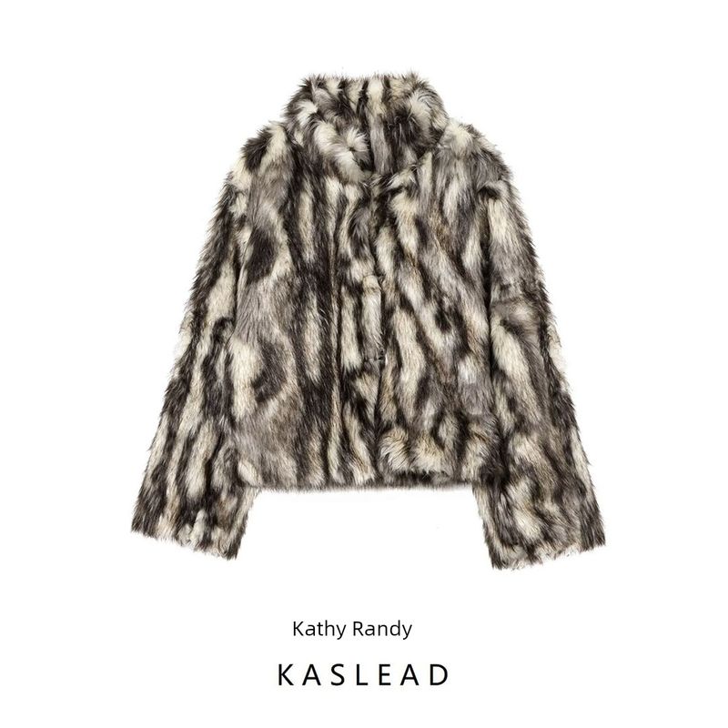 Kaslead New Women Clothes Western Style Fashion Artificial Fur Effect Coat Outerwear 4360041