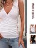 2026 Summer V-neck Crossover Button Vest T-shirt for Women