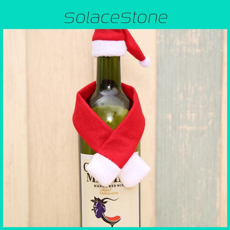 Christmas Celebration Bottle Wrap With Nonwoven Fabric Scarf And Hat For Party Decor
