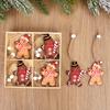 12pcs Christmas Wooden Gingerbread Man Pendants Christmas Tree Hanging Decor Simulated Cookies Wood Craft Xmas Party Home Supply