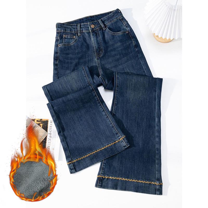 Women s 2025 New Style High-Waisted Velvet Micro-Flare Jeans - Bestseller Winter Slimming Bell Bottoms XL