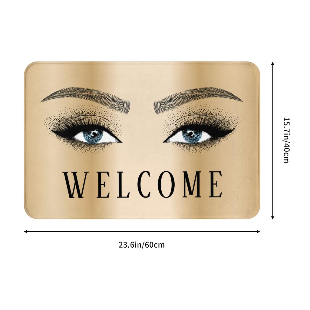 Rose Gold Glitter Sparkle Eyelashes Doormat Non-Slip Kitchen Bath Mat Living Room Door Floor Entrance Carpet Rug