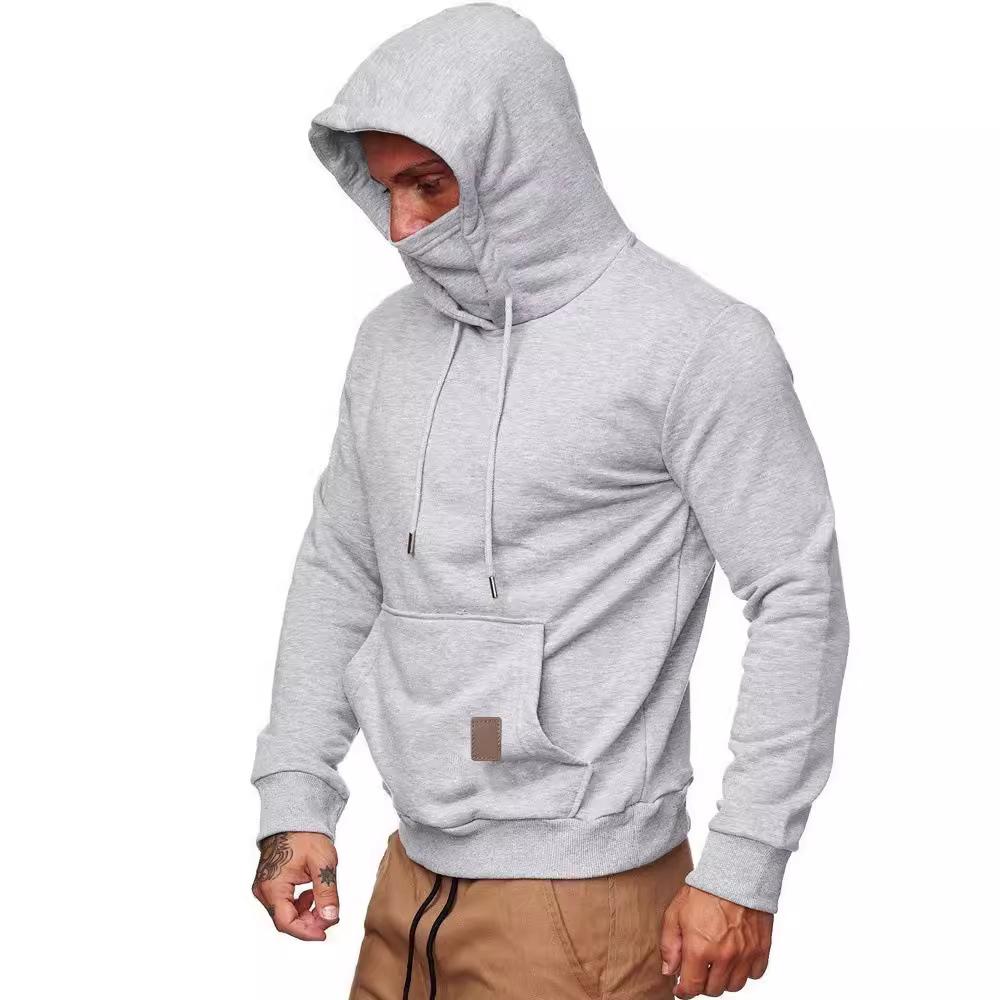 Sportswear Men's Hooded Long Sleeve Fleece Sweater Men's Face Mask Sweatshirts