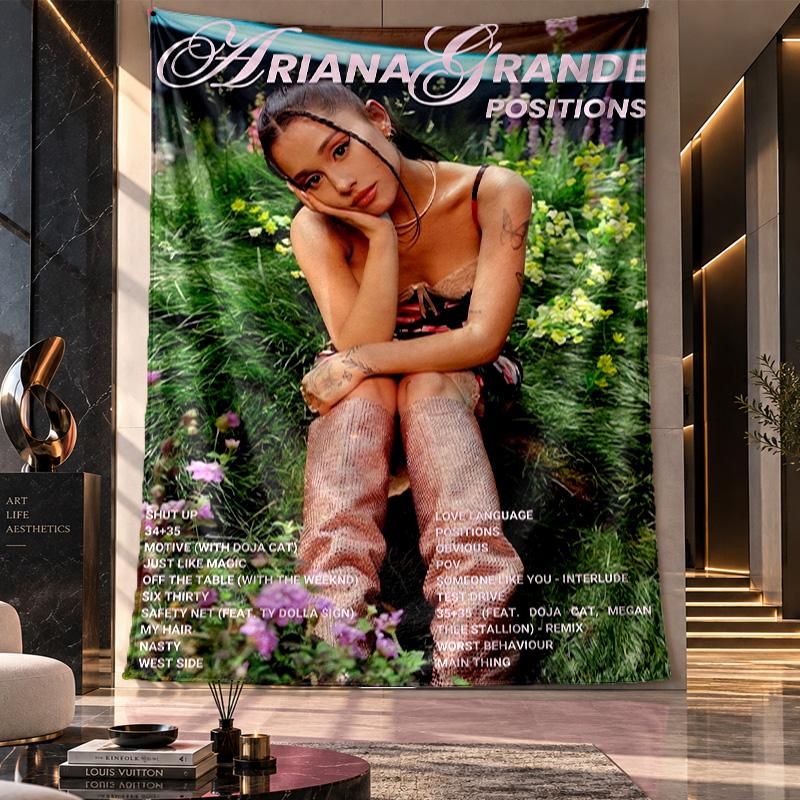 Wandbehang Wandteppich, Ariana Grande Bedruckter Stoff Hintergrund für Schlafsaal Party Dekoration