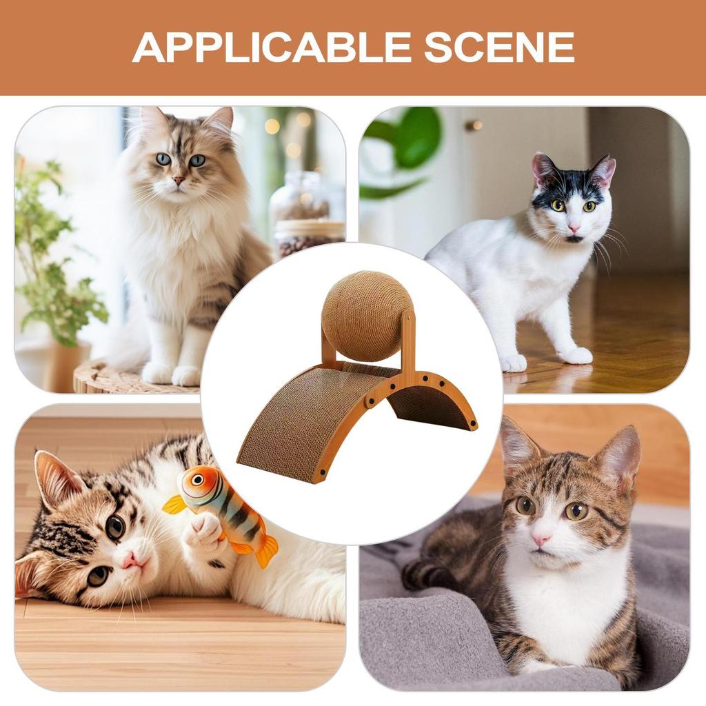 1PC Cat Scratcher Ball Cat Scratching Ball Scratcher Toy with Ball for Cats And Dogs, Interactive Solid Wood Scratcher Toy