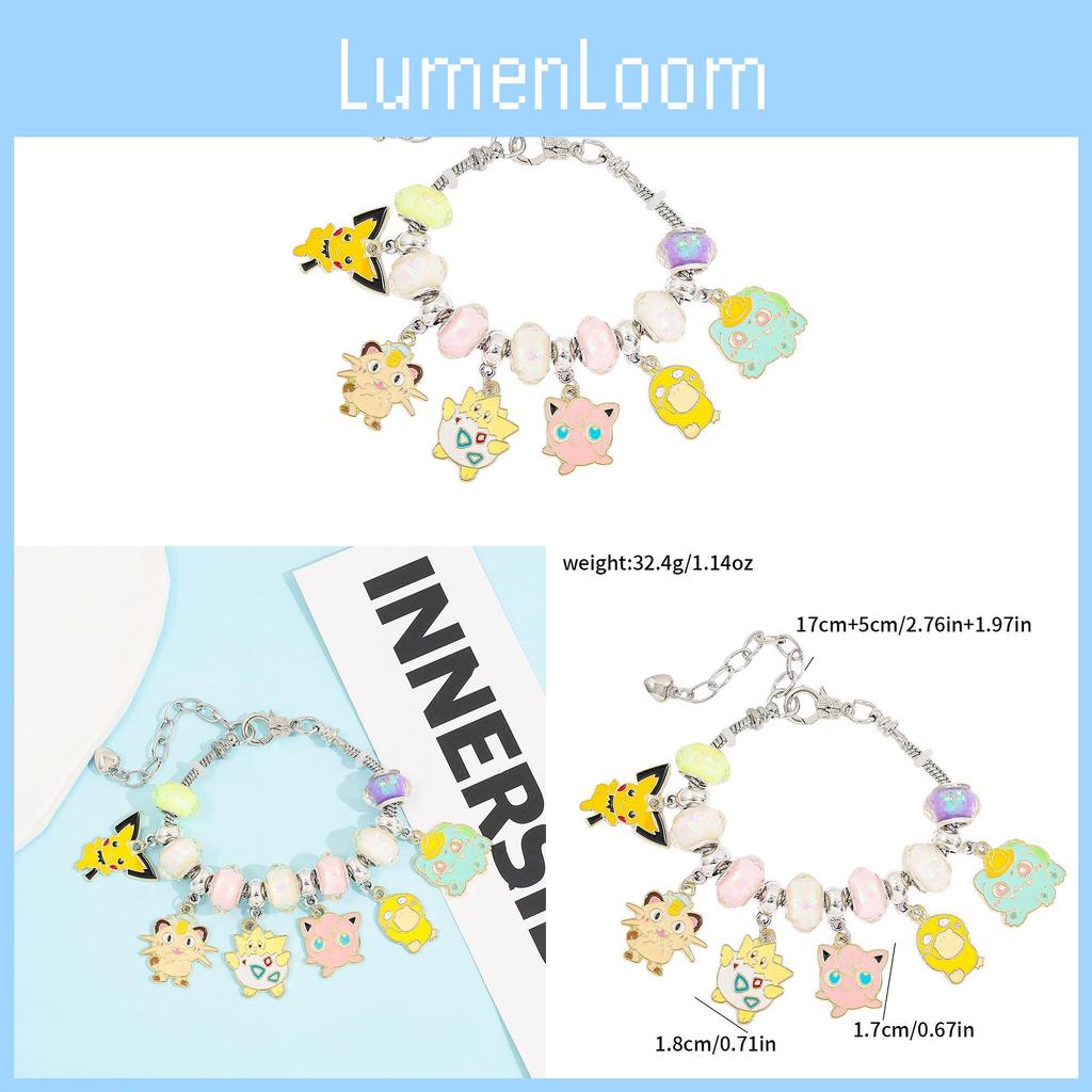 Gioielli Cartoon Pikachu Lega di Zinco Braccialetto con Perline Fai da Te Per Regalo