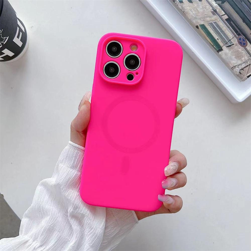 

Fashion Bright Fluorescent Liquid Silicone Magnetic for Magsafe Case For iPhone 17 Air 16 15 14 13 Pro Max Wireless Charge Cover For iphone 13 Pro