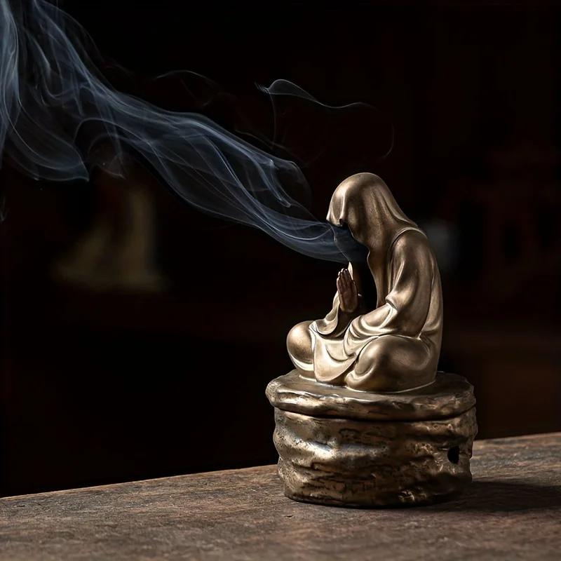 Beztvará meditace Buddhy Keramický mnich Držák na vonné tyčinky Hořák Domácí obývací pokoj Zahrada Čajovna Jógová místnost Zenová dekorace