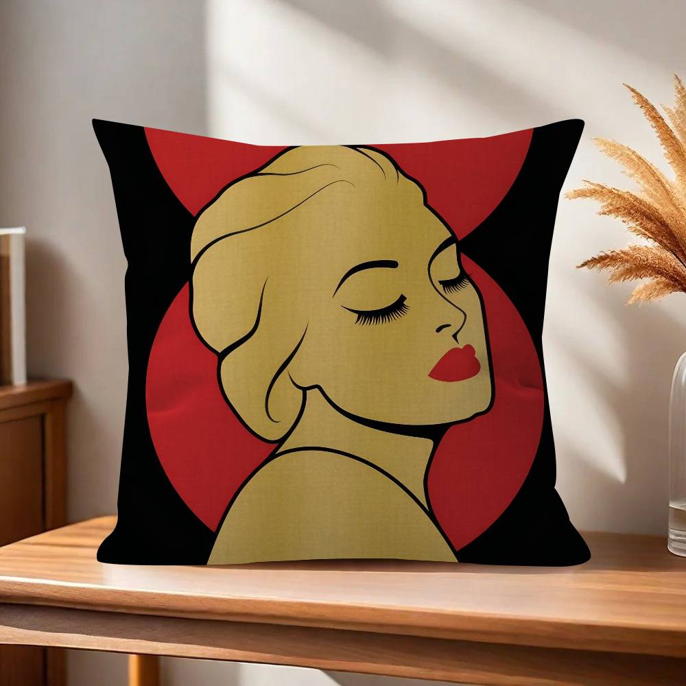 Singer Adele Black Pillow Covers Cartoon Sofa Decorative Home Doublesided Printing Short Plush Cute Cushion Cover